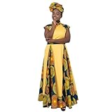 African Dresses For Women Long skirt Traditional Ankara Kente Print Casual With Scarf