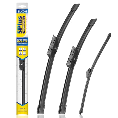 5 PLUS® Silicone Windshield Wipers Replacement for 2007-2017 VW Volkswagen Tiguan Wiper Blades(Set of 3),Automotive Replacement Windshield Wiper Blades For My Car-24"/21"/13"