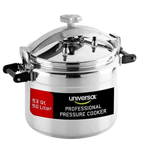 Universal (Extra Large) 53-Quart Aluminum Pressure Cooker for Professional Use – Commercial-Grade, 2 Safety Valves, Reinforced Handles, Easy-Open Lid, – Ideal for Large Kitchens, and Restaurants