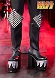 Fun Costumes KISS Demon Boots for Men's Cosplay, Gene Simmons Black Platform Boots with Silver Flame Design Size 11