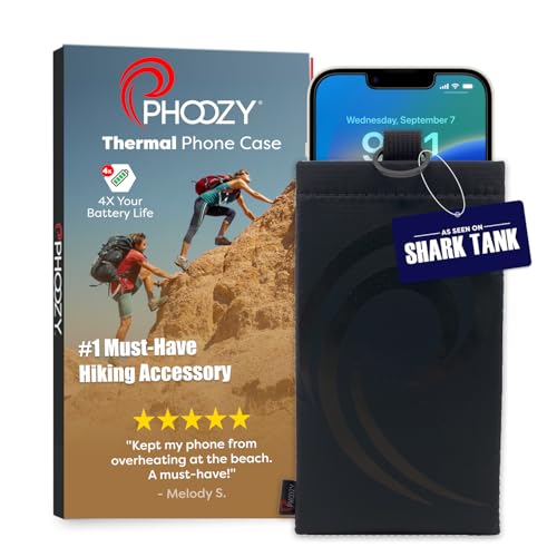 PHOOZY Thermal Phone Case - Apollo II Series : Cell Phone Pouch with AGION Lining Prevents Overheating, Extends Battery Life, Provides Drop Protection and Floats in Water (Large-Blackout)