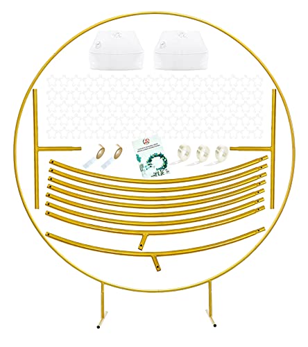 LANGXUN 7.2ft Gold Metal Round Balloon Arch kit, Backdrop Circle Stand Arch Frame for Wedding Birthday Party Decoration, Graduation Decorations and Baby Shower Photo Background