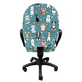 Ambesonne Animal Print Office Chair Slipcover, Pet Lover Pattern Different Species of Cats and Dog Colorful Paw Prints, Protective Stretch Decorative Fabric Cover, Standard Size, Multicolor