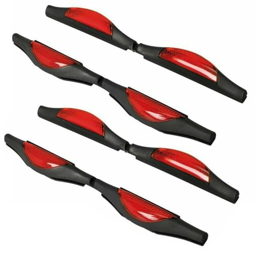 Riloer Auto Bumper Anti Collision Scratches Protection Styling Strip, 4-Pack Car Door Protector Mouldings Reflector Edge Guard Crash, Red