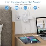 European Travel Plug Adapter USB C, TESSAN International Plug Adapter with 4 AC Outlets and 3 USB Ports, Type C Power Adaptor Charger for US to Most of Europe Iceland Spain Italy France Germany