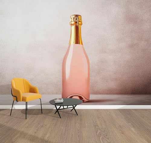Peel & Stick Wallpaper Champagne Bottle Removable Canvas Wall Mural Waterproof Large Self Adhesive Wall Decals Modern Home Decor 69"x98"