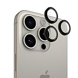 Pelican Camera Lens Protector w/ Aluminum Rings for iPhone 15 Pro Max/iPhone 15 Pro - 9H Tempered Glass - Durable Anti-Scratch, Anti-Shatter, HD View w/Night Shoot, Case Friendly, Easy Install - Black