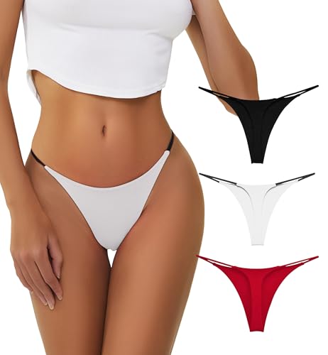 chahoo Sexy Underwear for Women Thong Low Rise G-String Panties 3-Pack Low Waist T Back String Underpants Gift for Women