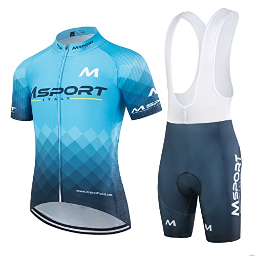 Complete Cycling Suit Set – Men's Cycling Apparel with Gel Padded Anti-Shock Jersey and Shorts - Msport 3, L