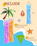 150 Disposable Ice Popsicle Mold Bags (8x2") for DIY Natural Fruit Snacks, Juice & Smoothies, Ice Pops Molds | BPA-Free, Zip Seals, Funnel Included