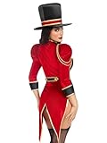 Leg Avenue 2 PC Ravishing Ringmaster, includes gold trimmed garter teddy with snap crotch and attached velvet tail coat, and top hat, MULTICOLOR, XS