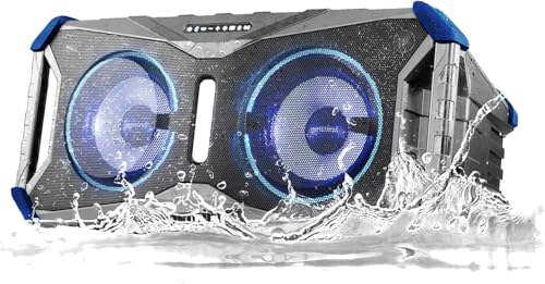 Gemini Sound SoundSplash 400W Floating Waterproof Wireless Bluetooth Speaker, LED Light Show, Dual 8” Woofers & NFC Pairing - Perfect for Pool Parties, Beach, Travel & Home Fun (SOSP-8BGB)