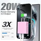 20W USB-C Wall Charger, [2 Pack] Fast Charge Power Brick Cube for iPad, iPhone, iPod, Samsung Galaxy, Moto, Huawei, HTC, LG, Nokia, PlayStation5, PD+QC3.0 Dual Port Charging Box Cube Block, Pink