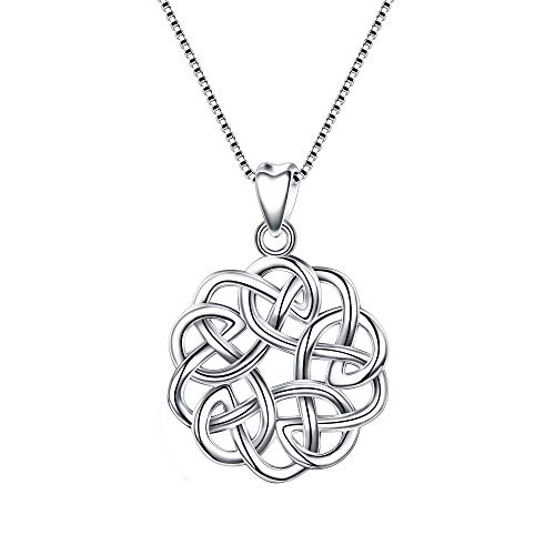 EVER FAITH 925 Sterling Silver Round Infinity Endless Love Celtic Knot Pendant Necklace for Women