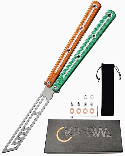 KIISAWA Butterflies No Edge Tool, Butterfly Trainer, Training Knife Tool, Butterfly Knife Trainer, 6061 Aluminum Integral Channel Handle for Practicing Flipping, Blunt Practice