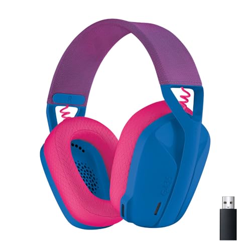 Logitech G G435 Lightspeed Wireless Over-Ear Gaming Headphones, Bluetooth, Built-in Microphone, 40 mm Audio Drives, 165 g, 18 Hours Battery Life, Blue