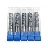 Home of quality tools 5PCS 1/2'' Carbide Square End Mill Bits Set, Milling Bits Cutter 1/2 Carbide End Mills for Alloy Steels/Hardened Steels, HRC 45 Deg Single End 4 Flute AlTiN Coating