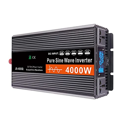 Pure Sine Wave Inverter 12V to 220V 3000W-6000W Peak Power Converter DC to AC with LCD Display, for Car Boat Truck RV Solar Power,4000W-12Vto220V