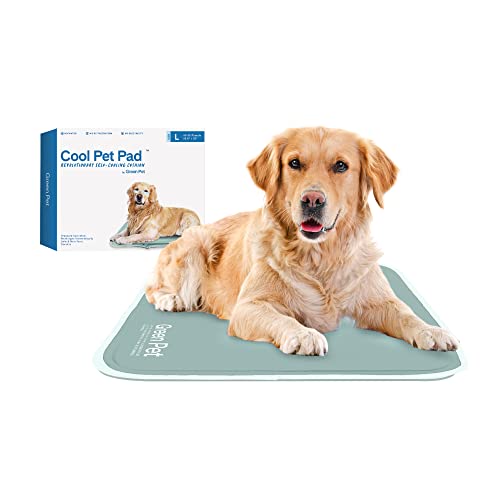 The Green Pet Shop Cool Pet Pad - Large, Sage Grey - Self-Cooling, Pressure Activated Mat for Dogs & Cats from 46-80 lbs - Non-Toxic Gel, No Water Needed