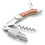 Barvivo Wine Opener with Foil Cutter and Cap Remover - Double Hinged Corkscrew for Bartenders - Stainless Steel Wine Key for Easy Bottle Opening - Manual Wine Bottle Opener - Pakkawood, 4.7x1.2-Inch
