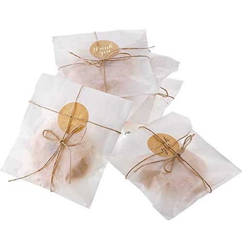 100 Pieces Glassine Wax Paper Bag Cookie Bags Gourmet Bags, 100 Pieces Thank You Label Stickers and 263 Feet Jute Rope for Party Favors, Candy Cookie Chocolate