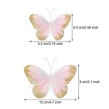 16 Pieces Feather 3D Butterfly Wall Decals Gold Glitter Butterfly Decor Stickers for Room Offices Bedroom Bathroom Living Room Decor(Light Pink)