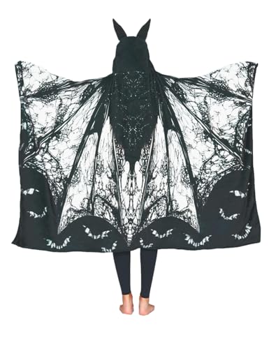 Bat Wearable Blanket, Animal Oversized Hoodie Blanket for Adult, Soft Bat Hoodie Cloak Wrap, Bat Costume Outfit for Women Men
