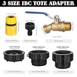 wantmatch IBC Tote Adapter 275-330 Gallon IBC Tote Water Tank Fittings, 3/4" NPT to 3/4" GHT Lead-Free Compliant Brass Garden Hose Faucet with 2.44 "fine, 2" fine and 2 "coarse Thread Adapter