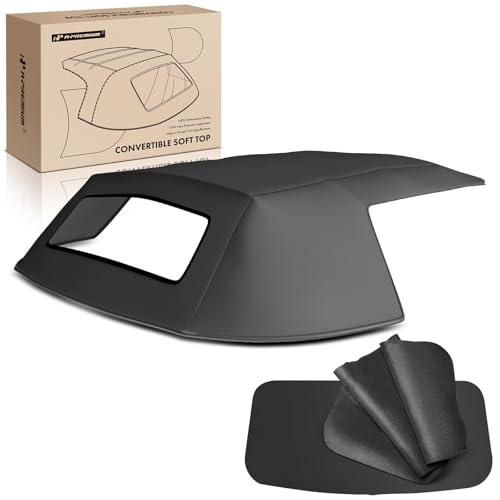 A-Premium Black Convertible Soft Top with Clear Plastic Window Compatible with Ford Mustang 1983 1984 1985 1986 1987 1988 1989 1990 1991 1992 1993