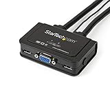 StarTech.com 2 Port USB VGA Cable KVM Switch - USB Powered with Remote Switch - KVM with VGA - Dual Port VGA KVM Switch (SV211USB),Black