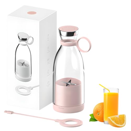 Portable Blender for Fresh Juice, 2025 New Portable Blender for Shakes and Smoothies with Travel Cup and Lid, Durable Stainless Steel Blades for Juice Blending Performance, Personal Mixer (Pink)