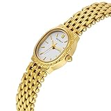 BERNY Gold Watches for Women Vintage Bracelet Wrist Watch Luxury Small Ladies Oval Quartz Watch with Tools Included(White Dial)