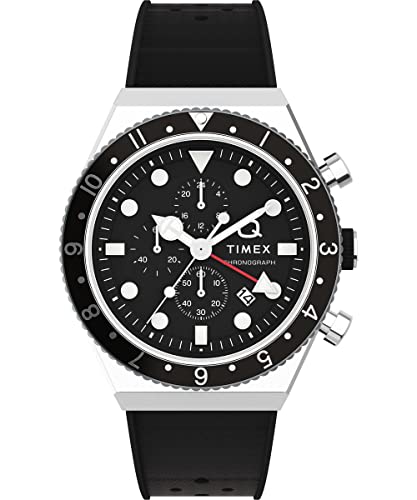 Timex Men's Q Chronograph 40mm Watch - Black Strap Black Dial Stainless Steel Case