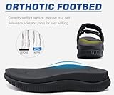 KuaiLu Mens Walking Slide Sandals Orthotic Athletic Thick Cushion Recovery Sport Sandles Adjustable Strap Open Toe Slip On Yoga Mat Slippers Comfortable Plantar Fasciitis Arch Support Black Size 10