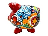 Talavera Piggy Bank Money Bank Mexican Pottery Folk Art Handmade Hand Painted Multicolor Home Decor 9.5" (Multi 3)