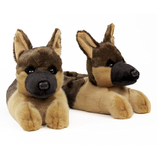 Everberry German Shepherd Slippers - Plush Dog Animal Slippers, 9-12 Women/7-10 Men