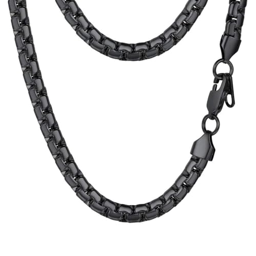 PROSTEEL Round Link Chain Layering Necklace Mens Jewelry Minimalist Chain Statement Black Necklace for Men