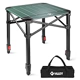 VILLEY Folding Camping Square Table with Carry Bag, Lightweight Aluminum Adjustable Square Table for Outdoor, Camping, Picnic, Backyards, BBQ (L)