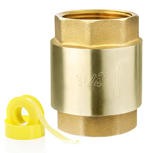 1 1/4-Inch Check Valve,Female NPT,No-Lead Brass,Female Pipe Thread Compatible with Most Pumps,Silent Check Valve,Prevents Backflow in Well or Irrigation Systems