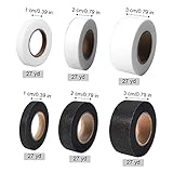 6 Rolls of Versatile Hemming Tape, 162 Yards of No-Sew Iron-On Fabric Fusing Tape for Easy Clothes Repair and Sewing Projects, Ideal for Pants, Dresse, Curtain and More (0.4/0.8/1.2 inch, White/Black)