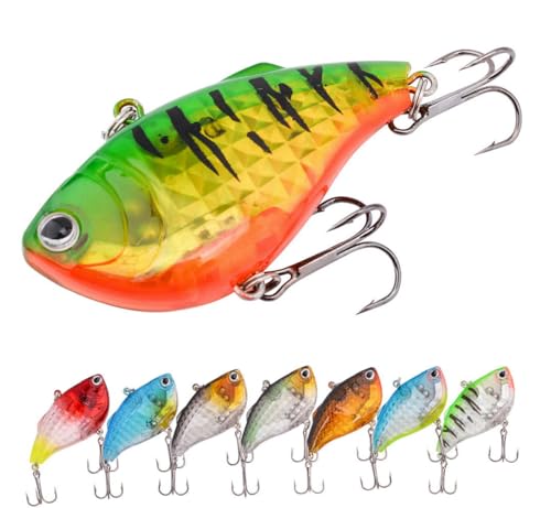KTGCOZS Pack of 8 Sinking VIB for Fishing Lipless Crankbait Wobblers Jerkbait Trout Bass Fishing Isca Pesca Artificial Tackle
