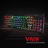 Redragon K580 VATA RGB LED Backlit Mechanical Gaming Keyboard with Macro Keys & Dedicated Media Controls, Hot-Swappable Socket, Onboard Macro Recording (Blue Switches)