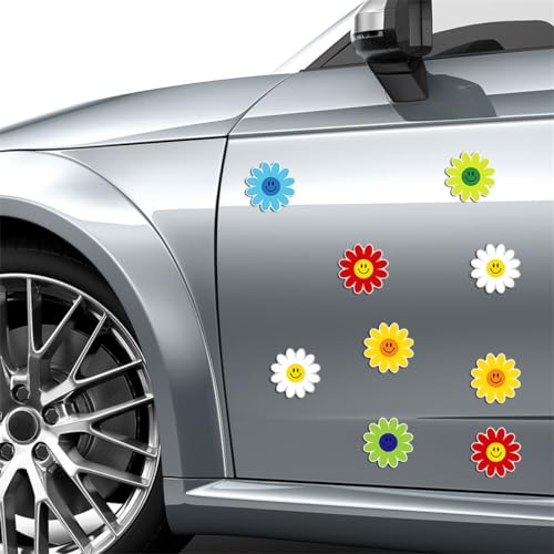 Flower Magnets for Fridge, 24 Pcs Cartoon Car Daisy Magnet Decorations Cute Magnetic Flower Decals, Removable Flower Magnetic Stickers for Refrigerator, Car, Whiteboard, Office Cabinets Decor (CT059)