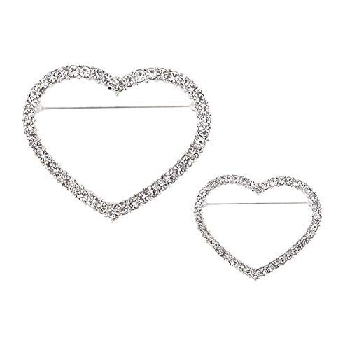Joyci 2Piece Round Brooch Fully-Jewelled Cardigan Shawl Pins Fashion Sweater Scarves Lapel Pin European Type Breastpin (C Heart)