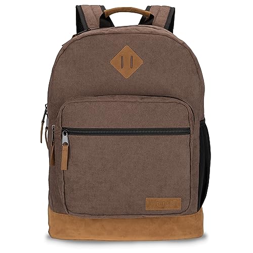 Wrangler Yellowstone Western-Style Backpack Coated Canvas Water Resistant Casual Daypack for Travel, Class, Everyday Use with Padded Laptop Notebook Sleeve (Brown Corduroy)