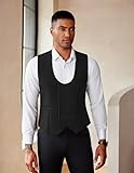 COOFANDY Men's Casual Business Suit Vest Slim Fit Dress Vests Formal Tuxedo Waistcoat, Black,Medium