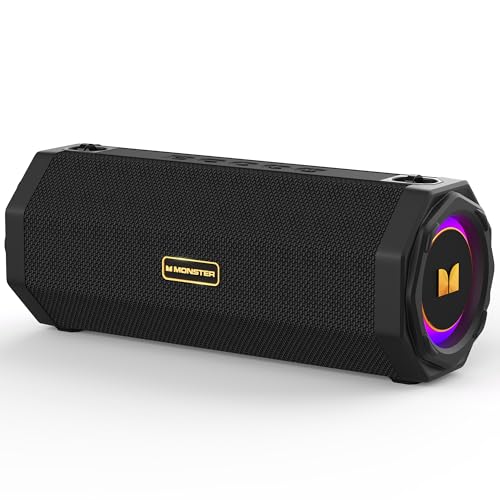 Monster Speaker S200 Wireless Portable Bluetooth Speaker, 24H Playtime, IPX6 Waterproof, 50W Stereo Sound, Bluetooth 5.4, Dual Bass Speakers, Perfect for Home, Parties, and Travel.