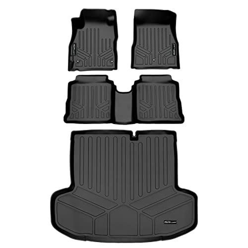 SMARTLINER Custom Fit All Weather 2 Row Floor Mats & Cargo Liner Set Black Compatible with 2020-2025 Nissan Versa (Only Fits Automatic Transmission)