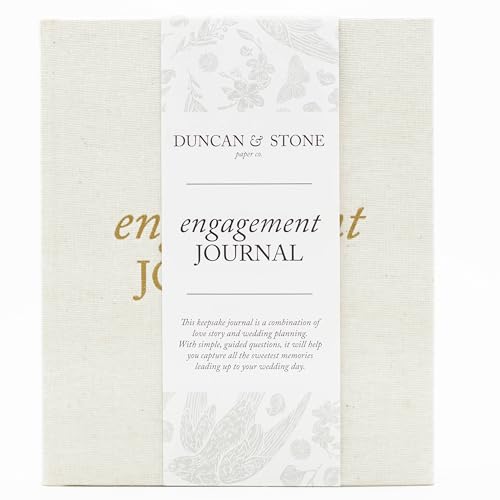 Engagement Journal for Couple - Wedding Journal For Bride To Be w/Prompts, Photos & More - Unique Couples Engagement Scrapbook (Ivory, 69-Pages)