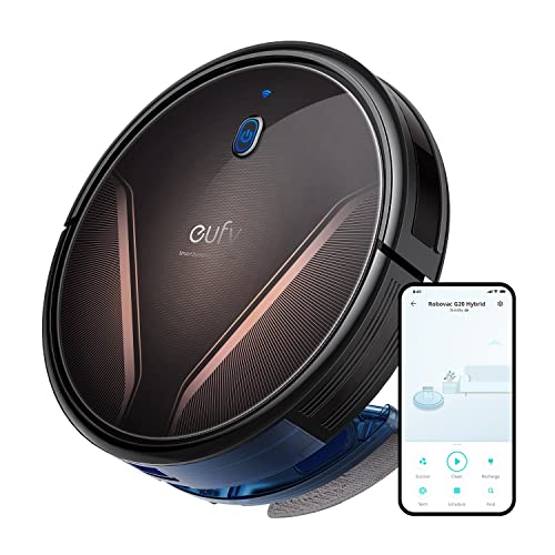 eufy by Anker, RoboVac G20 Hybrid, 2500 Pa Strong Suction, 2-in-1 Vacuum and Mop, Dynamic Navigation, Ultra-Slim, Quiet, Robot Vacuum, Compatible with Alexa, Ideal for Hard Floors and Pet Hair(Renewed